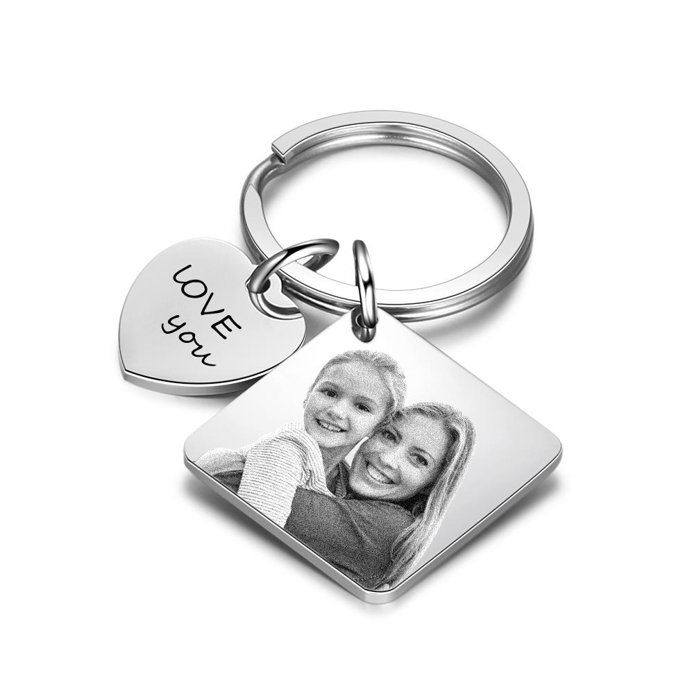Personalized Photo & Date Engraved Keyring