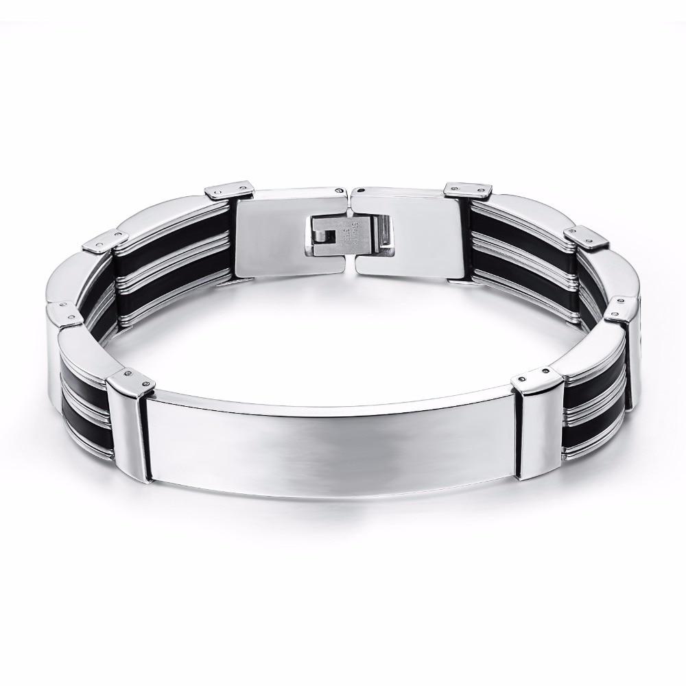 Titanium Steel Personalized Engrave Bracelets For Men Customization Text 205mm Length Bracelets & Bangles