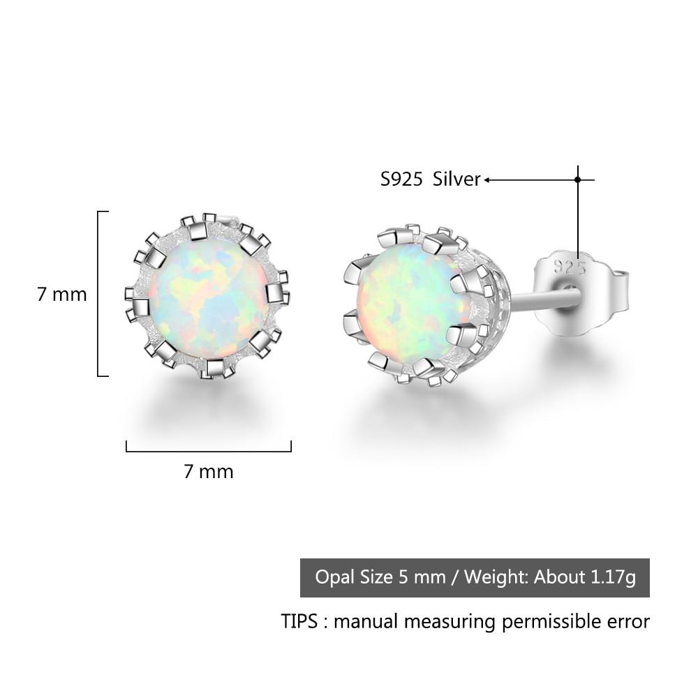 7mm Milky Opal Round Stud Earrings For Women Solid 925 Sterling Silver Earring Fashion Jewelry Gift For Party