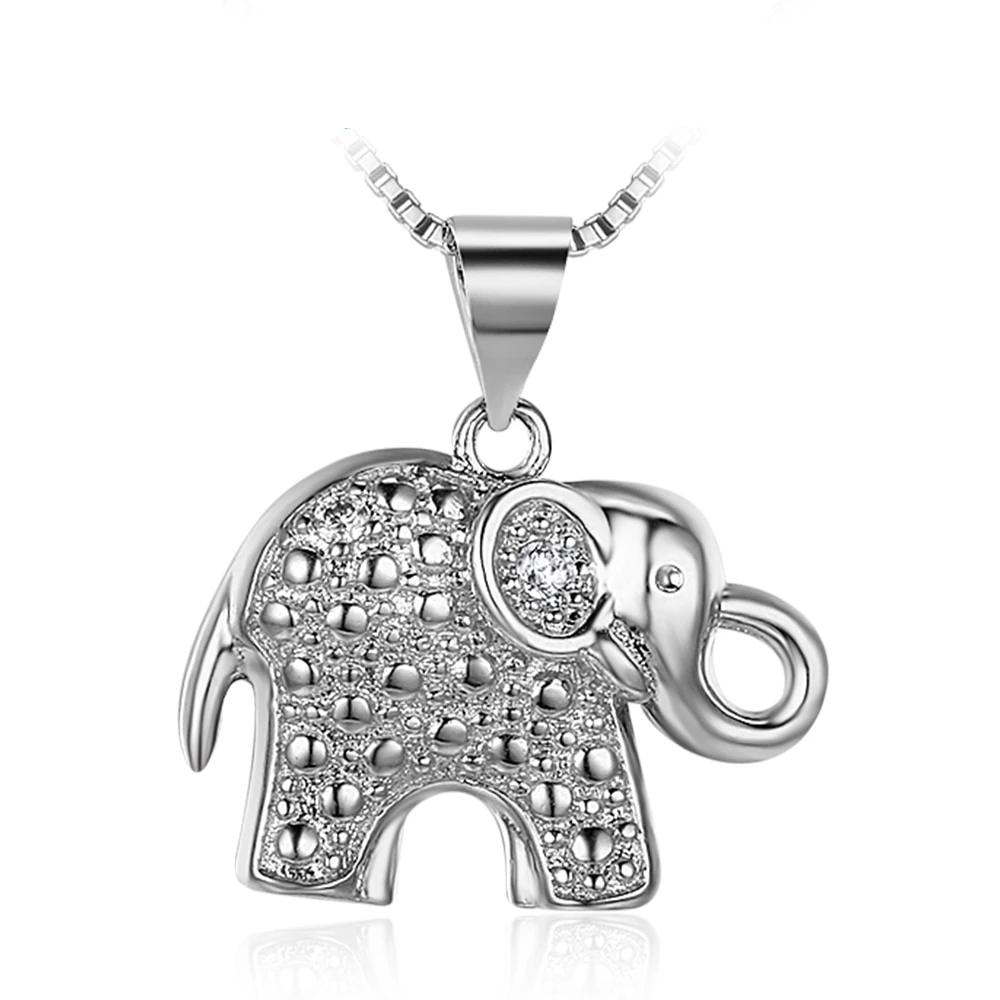Fashion Box Chain Necklace with Elephant Shape Pendant, Party Jewelry for Women