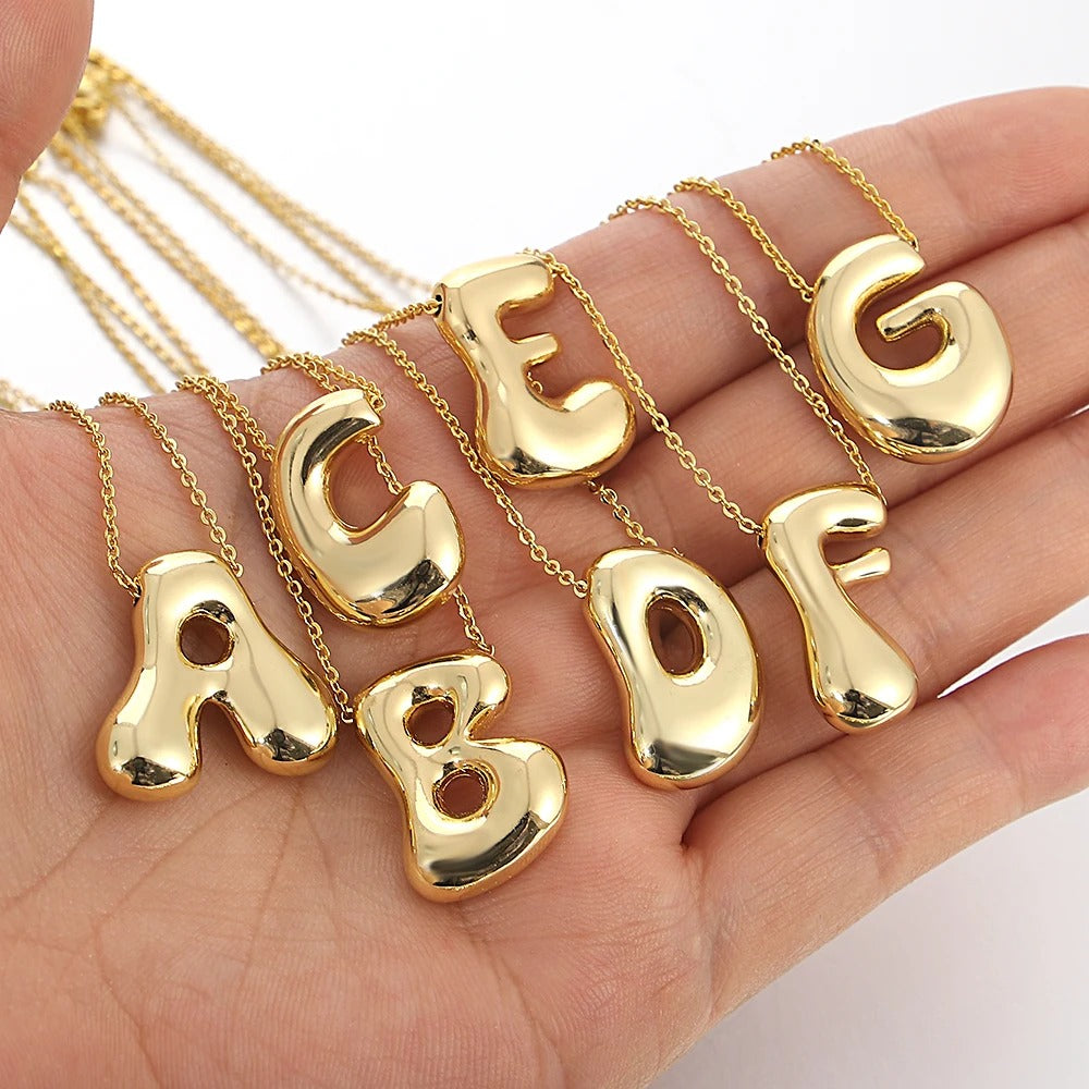 Bubble Initial Letter Necklace