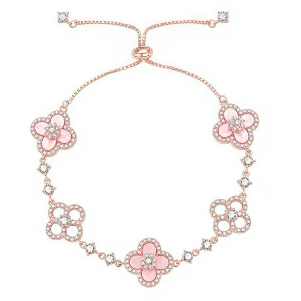 Adjustable Clover Bracelet In Rose Gold For Mothers Day Surprise
