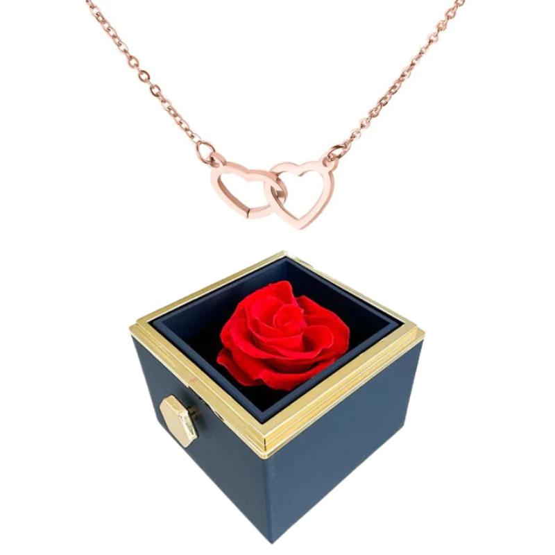 Necklace With Engraved Design And Eternal Rose Box