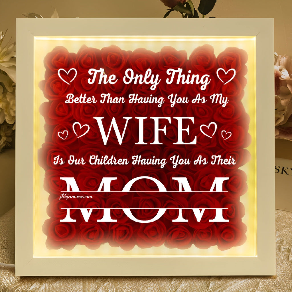 Personalized Flower Shadow Box With LED Light For Mothers Day