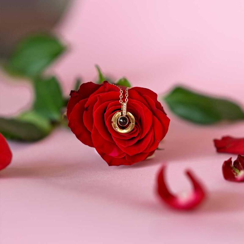 Elegant 16 Small Roses Jewelry Case With Pendant Set