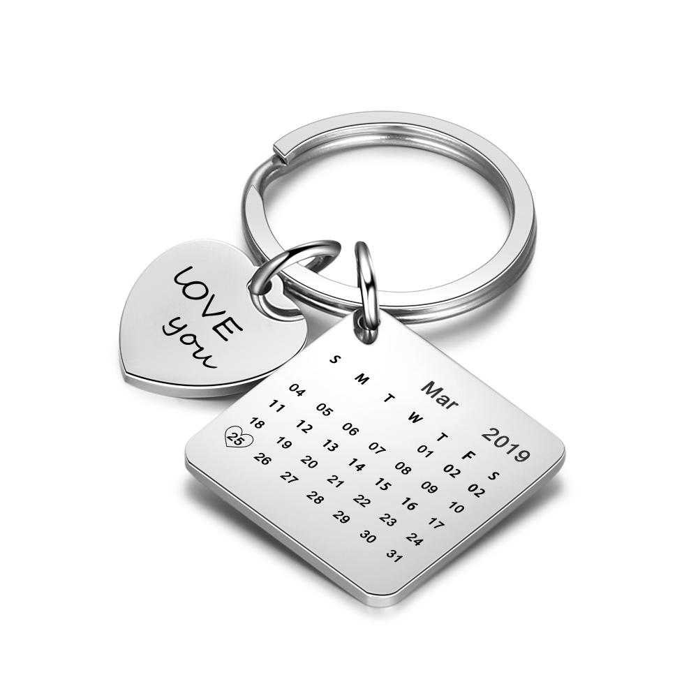 Personalized Photo & Date Engraved Keyring