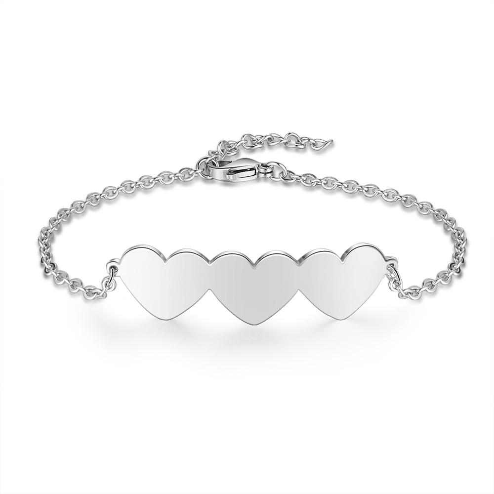 Chain Of Love - 3 Custom Name Sterling Silver Chain Bracelet