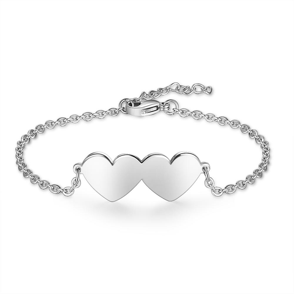 Chain Of Love - 2 Custom Name Sterling Silver Chain Bracelet