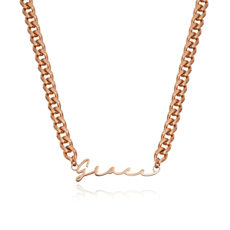 Tailored Classy Signature Name Necklace With Chains