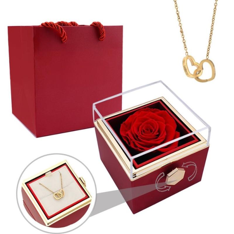 Eternal Rose Box With Personalized Necklace