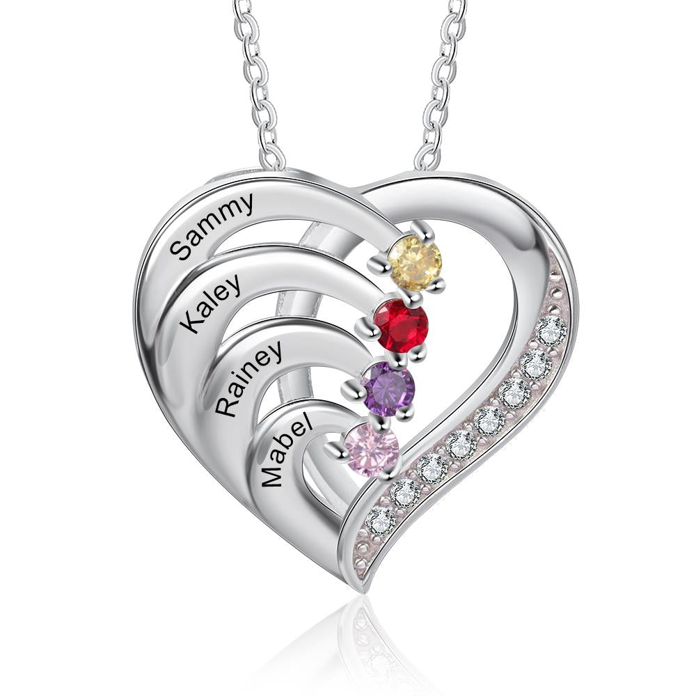Into Love Sterling Silver Necklace - 4 Birthstone & Custom Names