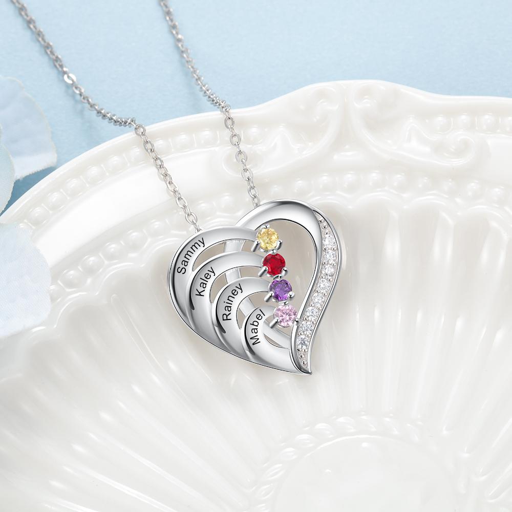 Into Love Sterling Silver Necklace - 4 Birthstone & Custom Names