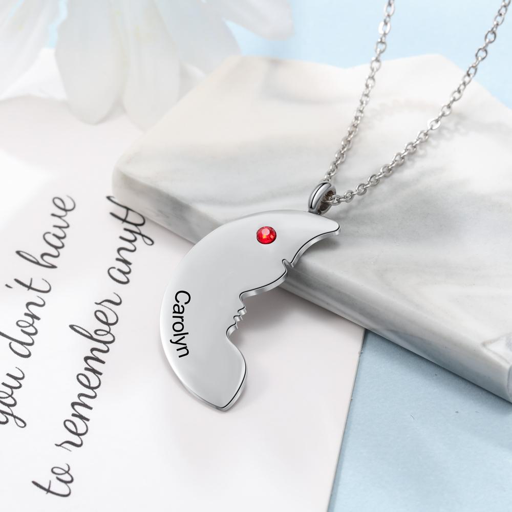 Connect Us Together Sterling Silver Necklace - 2 Custom Names & Birthstones