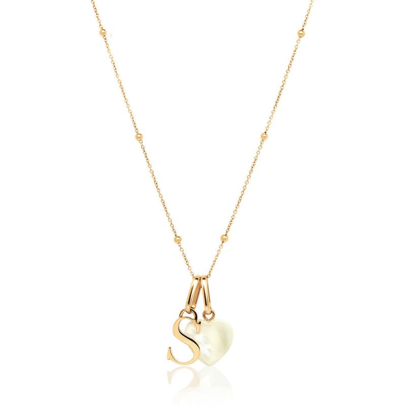 Pearl Birthstone And Initial Letters Pendant Chain Necklace