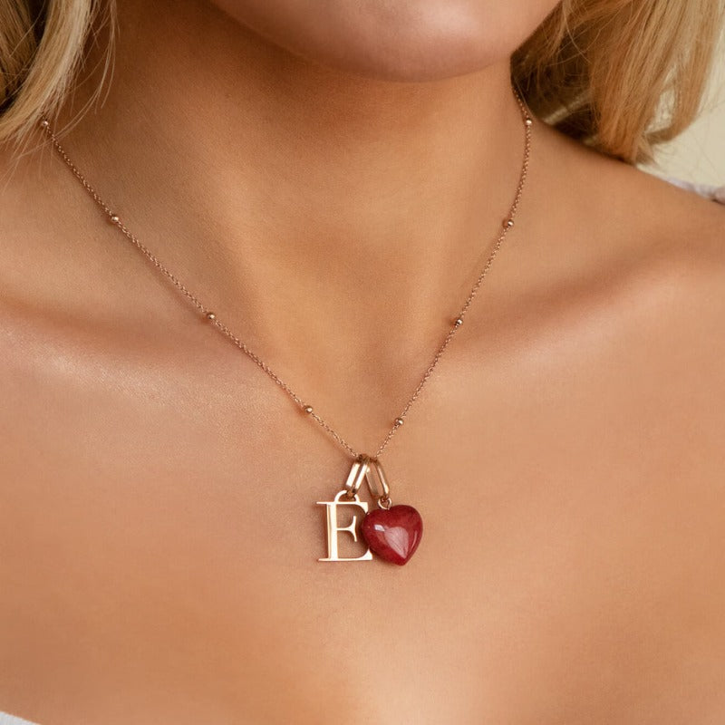 Custom Initial Letter Pendant Necklace With Delicate Birthstone Charm