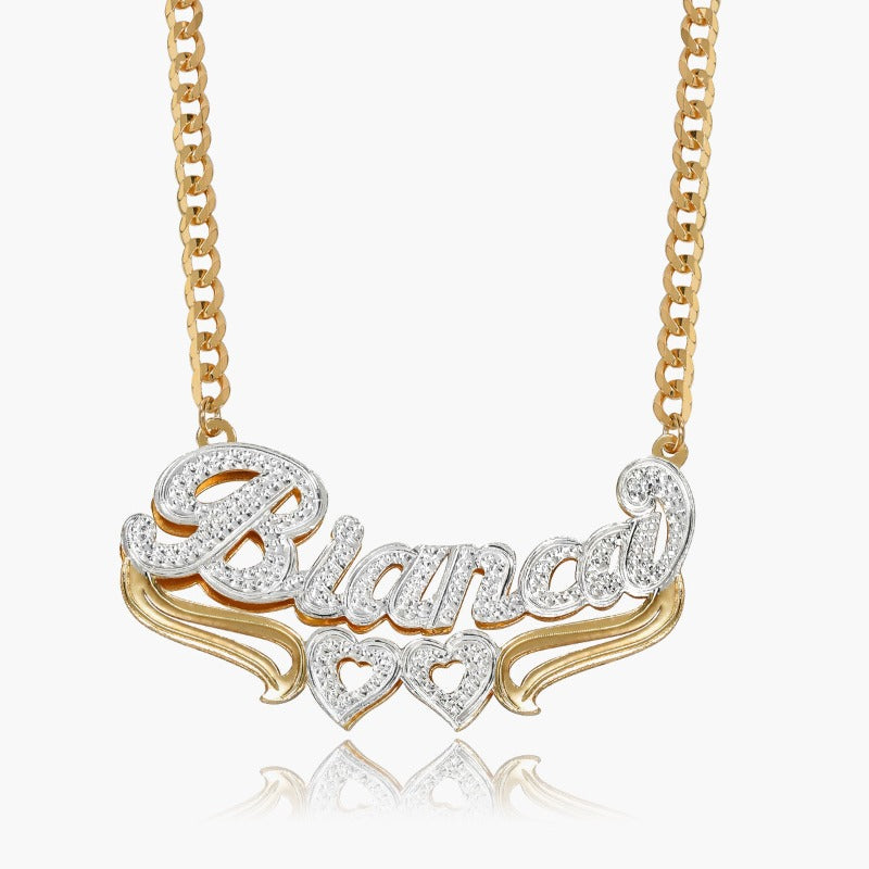 Luxurious Two Tone Name Necklace With Chain Varieties