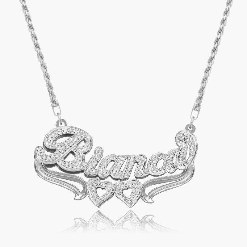 Luxurious Two Tone Name Necklace With Chain Varieties