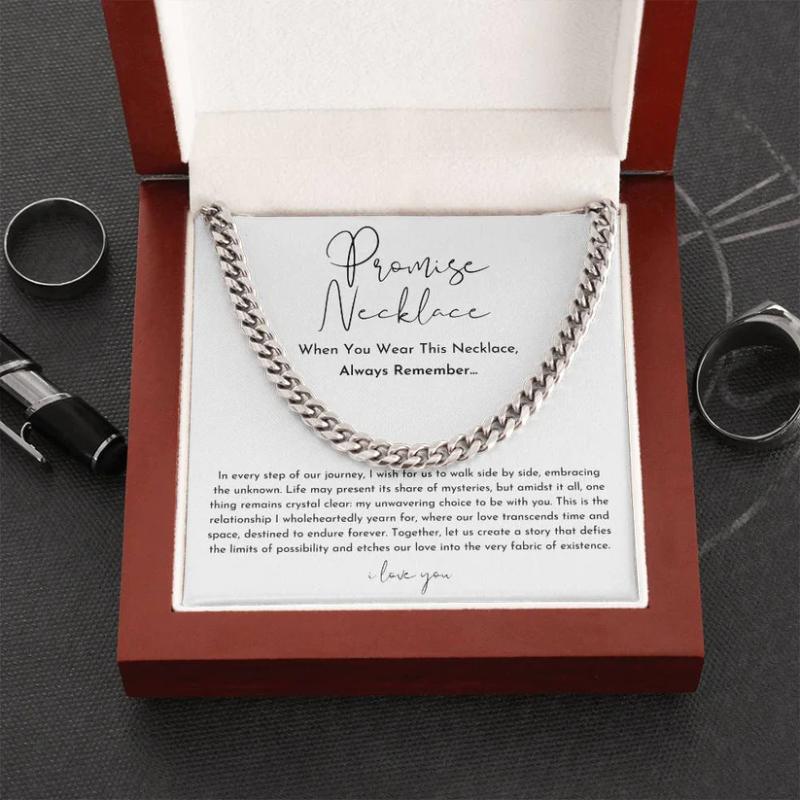 Cuban Design Promise Necklace Gift Box