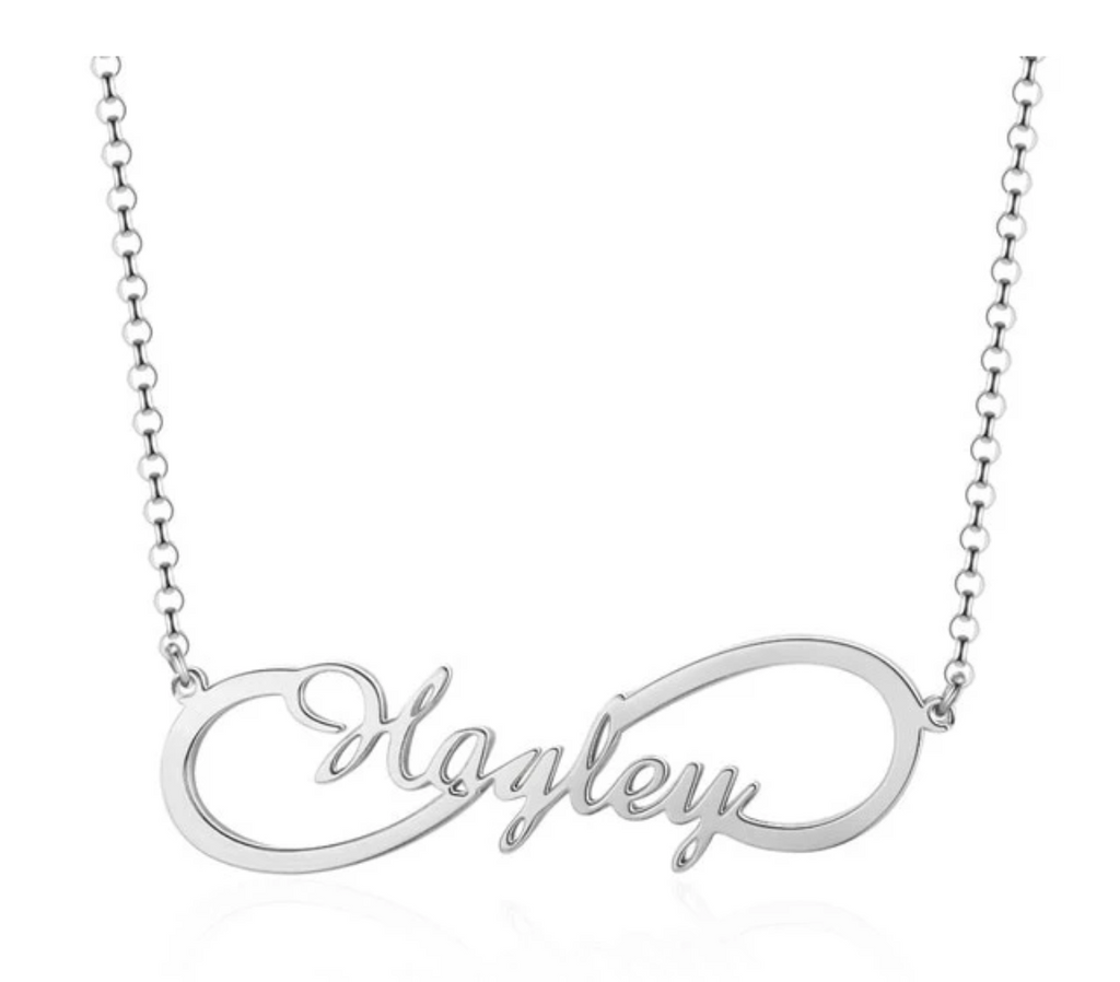 Personalized Sterling Silver Necklace - Infinity Name Pendant Necklaces - Custom Nameplate - Customized Gift