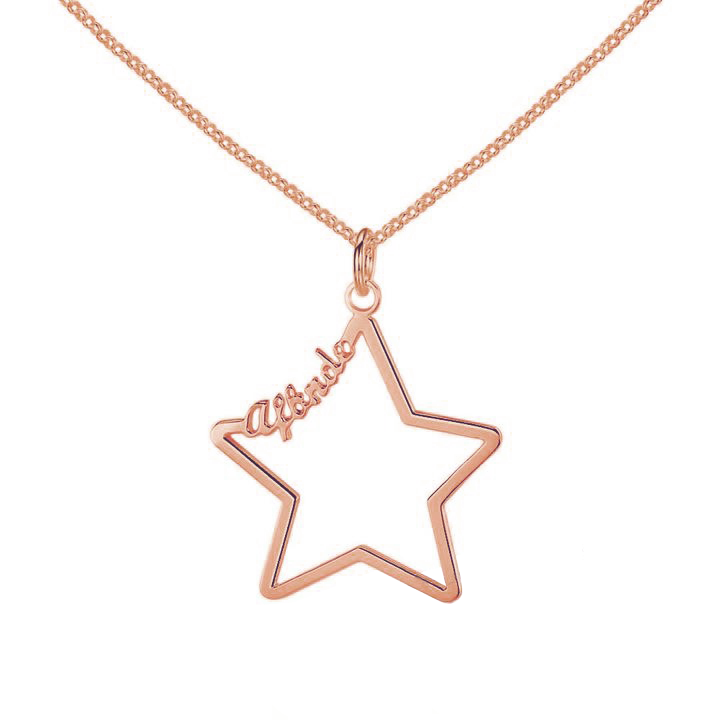 Personalized 925 Sterling Silver Star Necklace, Name Engraved Pendant Necklaces, Jewelry Gift for Women