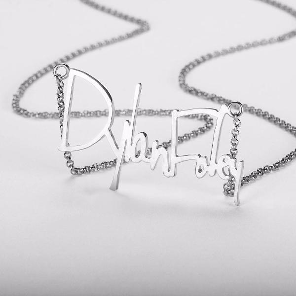 Personalized 925 Sterling Silver Name Pendant Necklace, Handwritten Custom Names Necklace, Gift Jewelry for Friends & Family