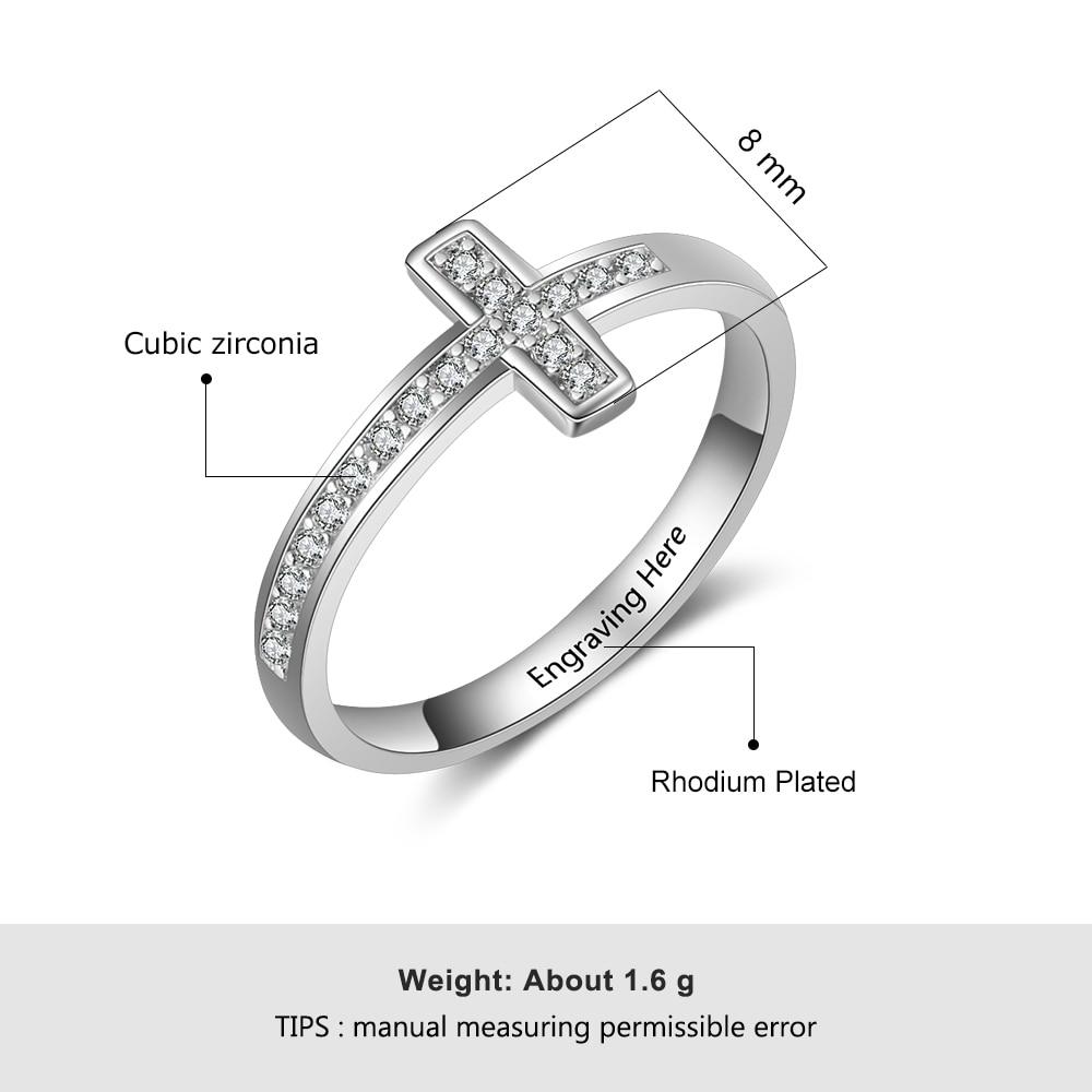 Diamond Cross - Personalized Sterling Silver Ring