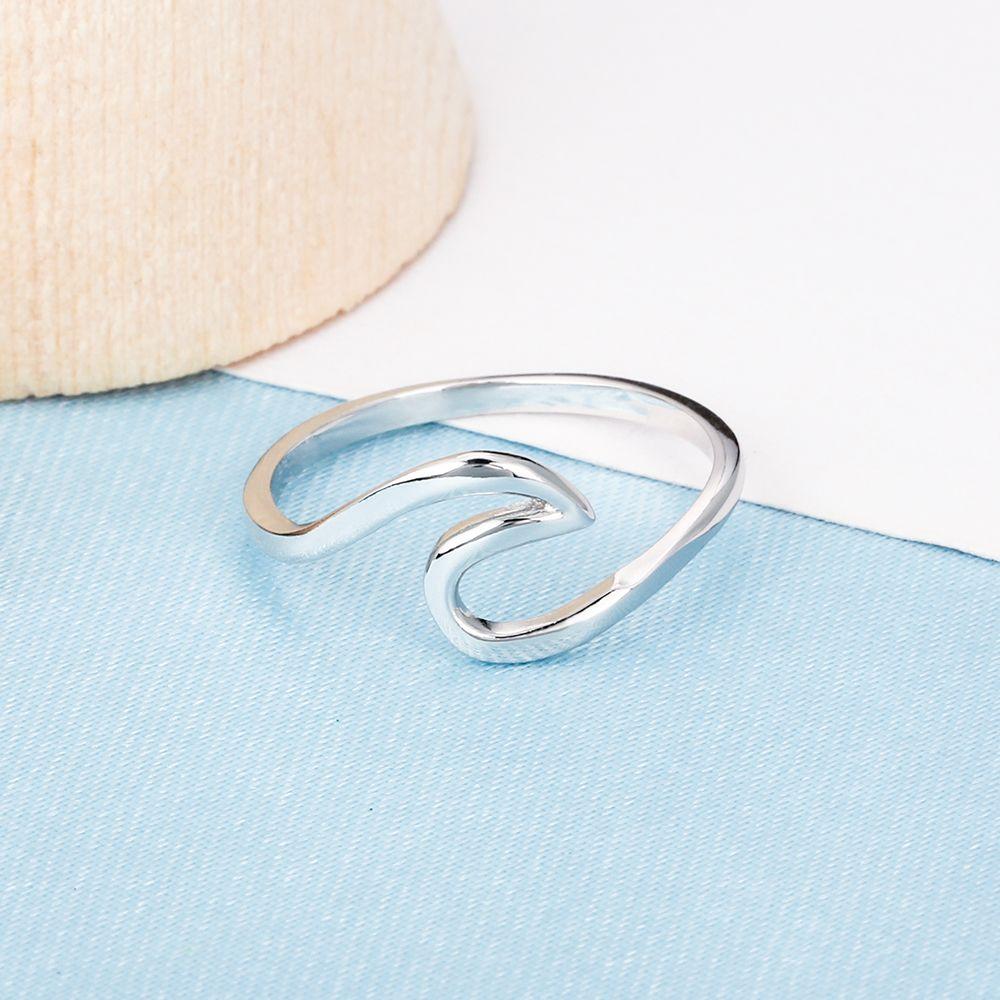 925 Sterling Silver Finger Rings for Women – Ocean Wave Wedding Bands – Fashion Jewelry