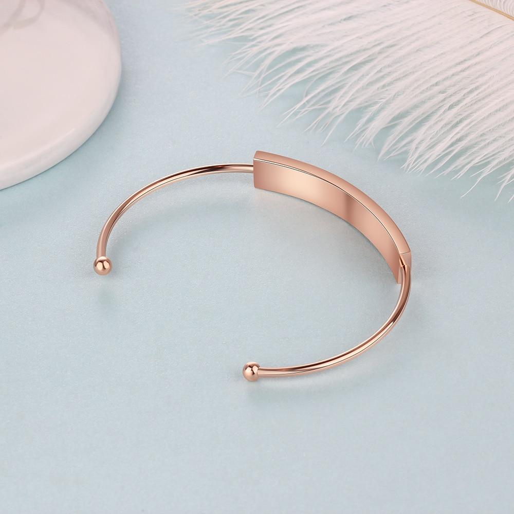 Personalized Custom Name Cuff Bracelets & Bangles Rose Gold Color Bar Bracelets for Women Anniversary Gift