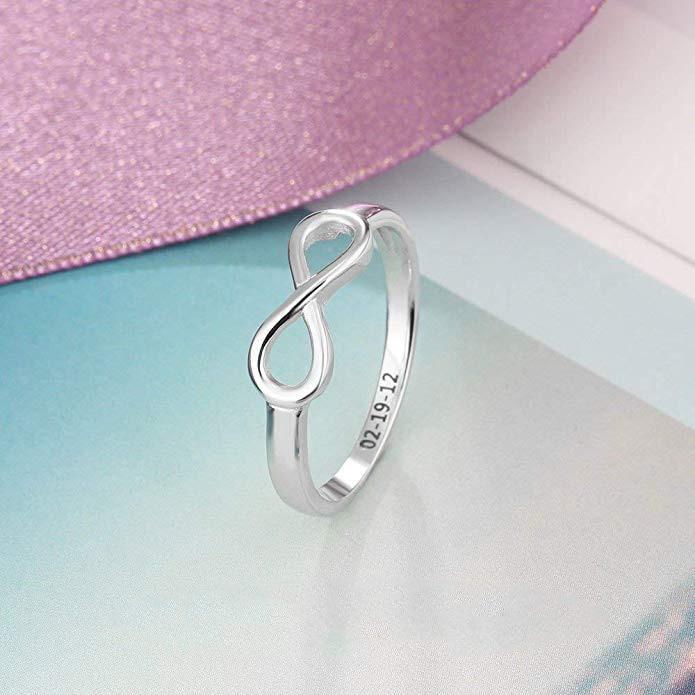 Personalized Sterling Silver Ring - Infinity Promise Rings - Customized Gifts - Fashion Jewelry