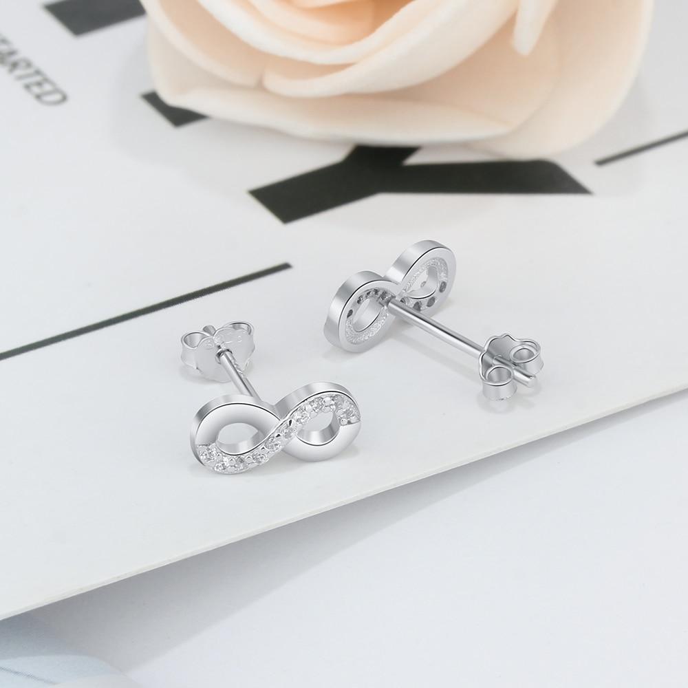 Infinity Love 925 Sterling Silver Cubic Zirconia Stud Earrings Trendy Party Accessories Earrings for Women
