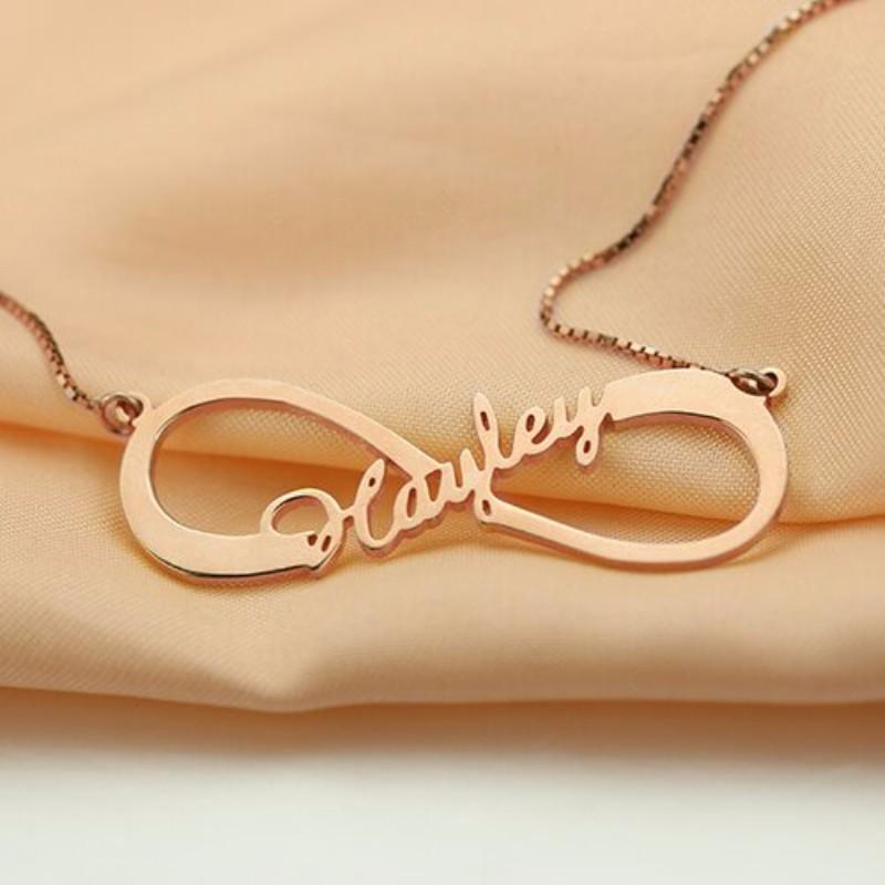 Personalized Name 925 Sterling Silver Customized Infinity Nameplate Necklaces Pendants Gift For Women