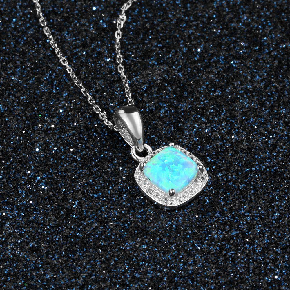 Opal Silver Fashion Pendant Necklace