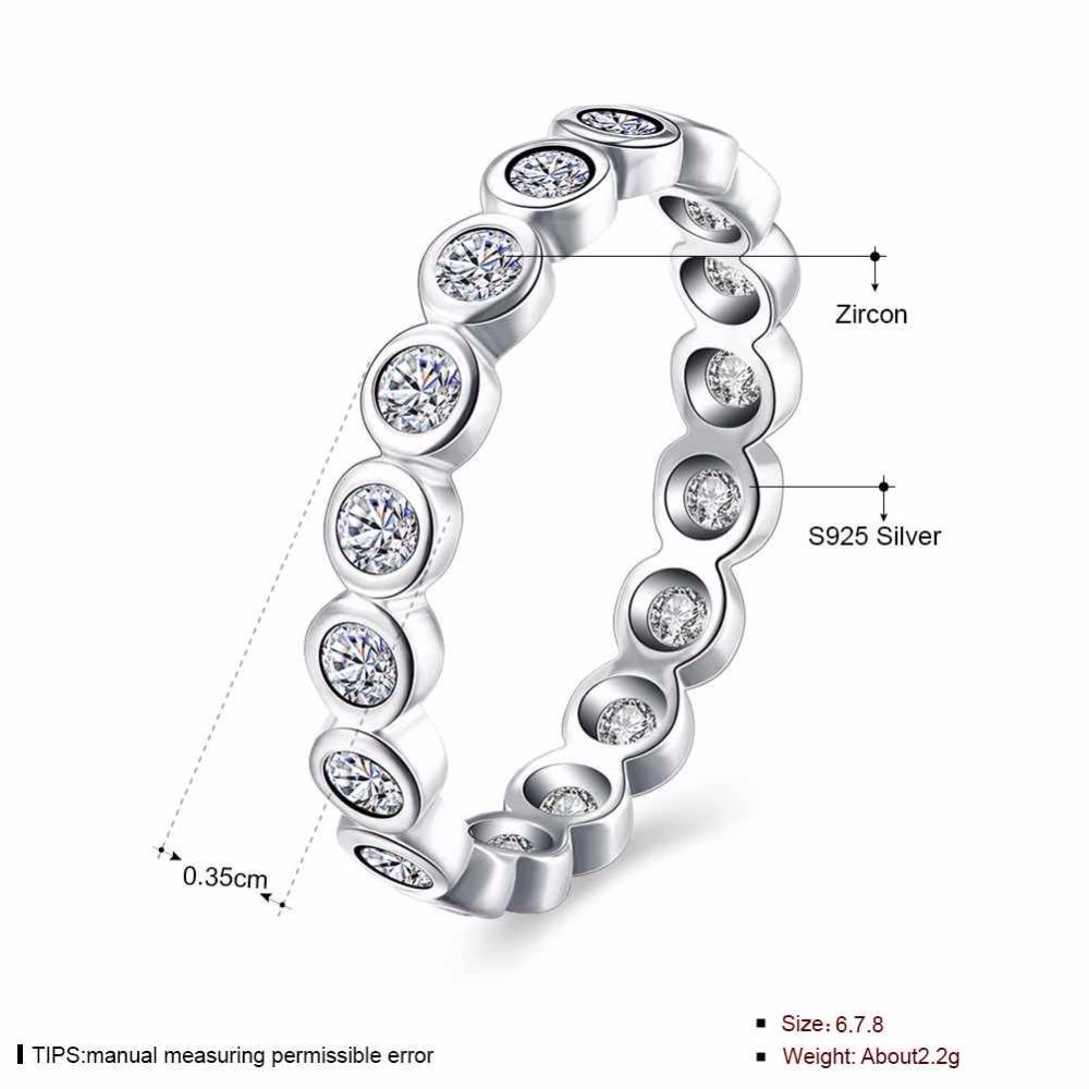 Crystal Beads Sterling Silver Ring - Bubble Detailing with Cubic Zirconia Stones - Classic Band rings