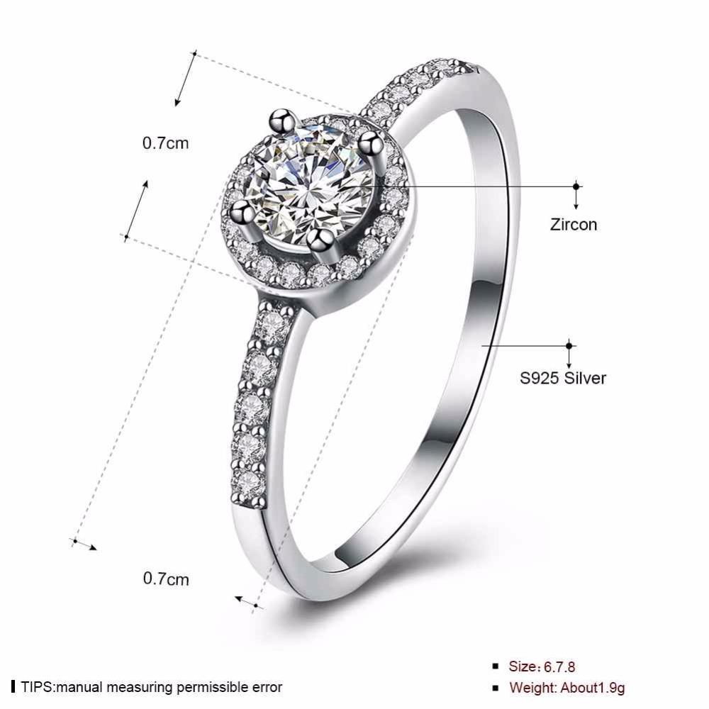 Classic 925 Sterling Silver Round Wedding Ring for Women with Cubic Zirconia, Classy Jewelry Gift