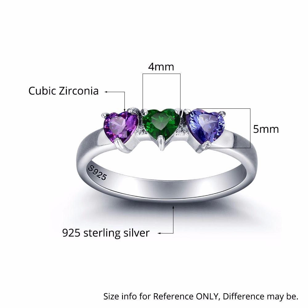 Personalized 925 Sterling Silver Engagement Rings for Women with Custom Birthstones & Engraved Names