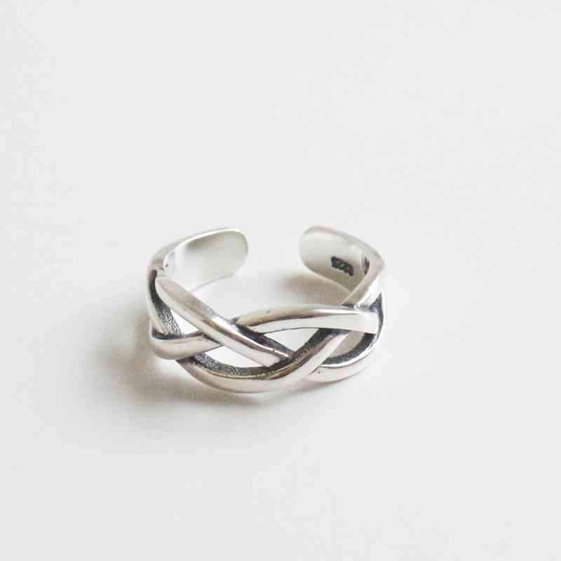 925 Sterling Silver Open Cuff Adjustable Wave Shape Rings, Fashion Jewelry Gift for Women
