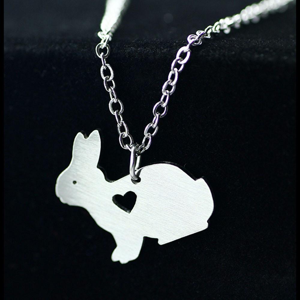 Stainless Steel Cute Little Rabbit Engrave Name Pendant Necklace, Best Christmas Gift