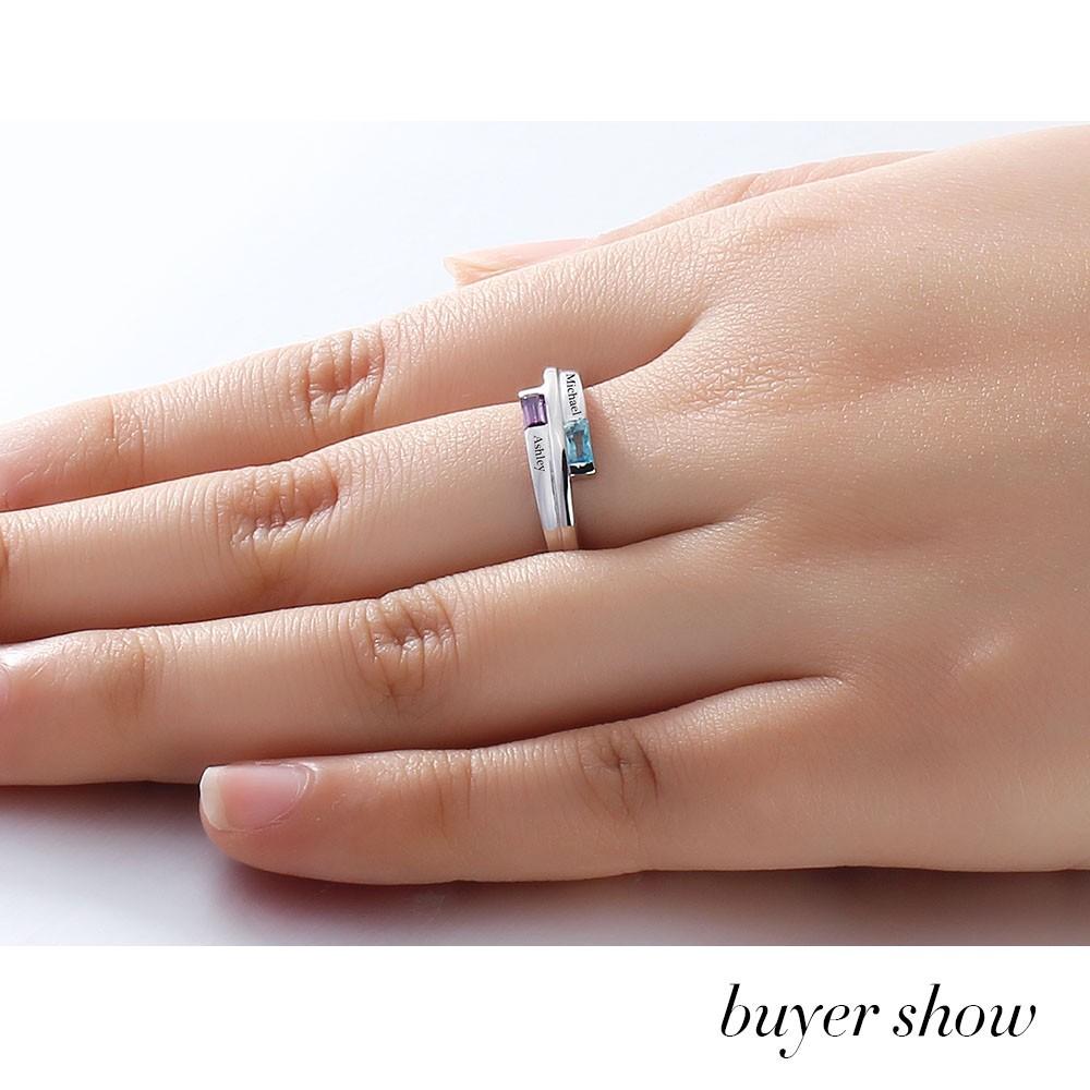 Engagement Rings 925 Sterling Silver Promise Personalized Rings Names Birthstone Jewelry Mother Daughter Ring