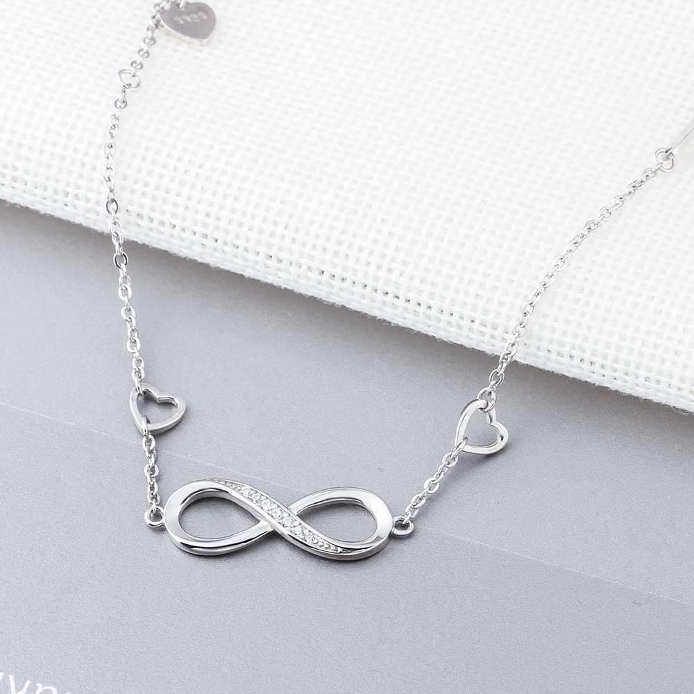 Infinity Diamond - Sterling Silver Chain Bracelet with Cubic Zirconia Stones, Trendy Jewelry Gift