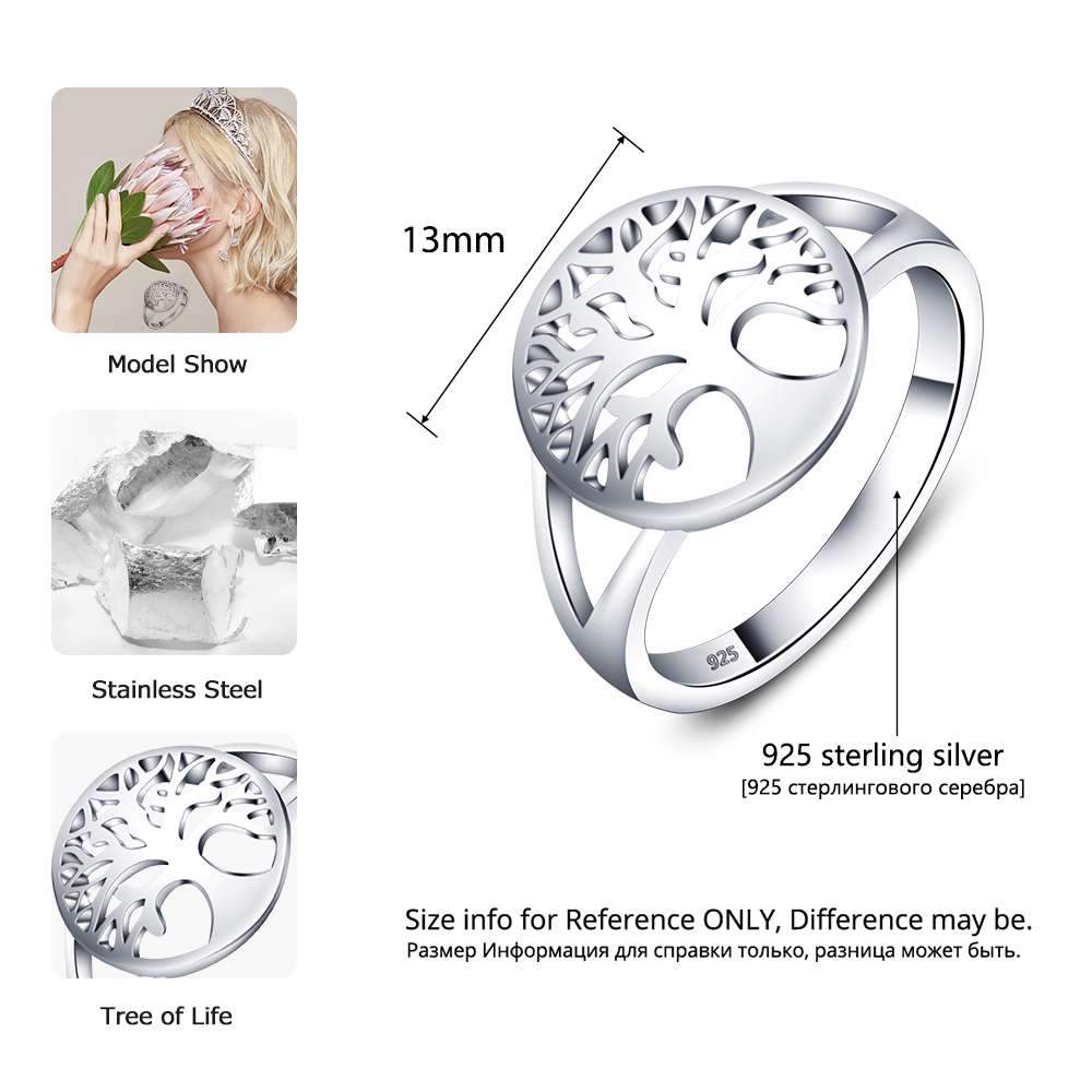 Classic Tree of Life Ring - 925 Sterling Silver Metal - Women Fashion Accessories - Mother’s Day Gifts