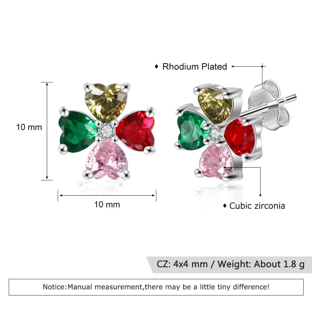 Personalized Stud Flower Earrings for Women with Customized 4 Heart Birthstones
