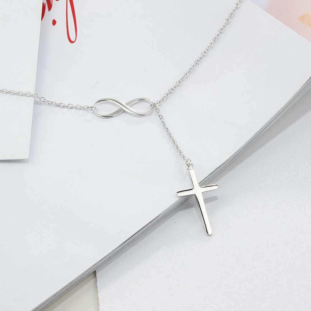 925 Sterling Silver Infinity Love Necklaces for Women with Cross Pendant – Linked Chain Necklaces – Classic Wedding Jewelry