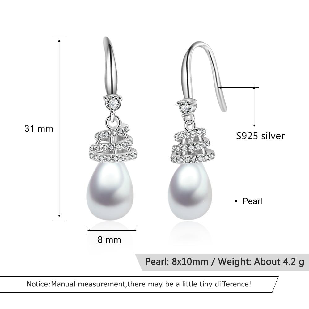 Wedding Fine Jewelry Women 925 Sterling Silver Pearl Dangle Earrings Cubic Zirconia Drop Earrings for Girls
