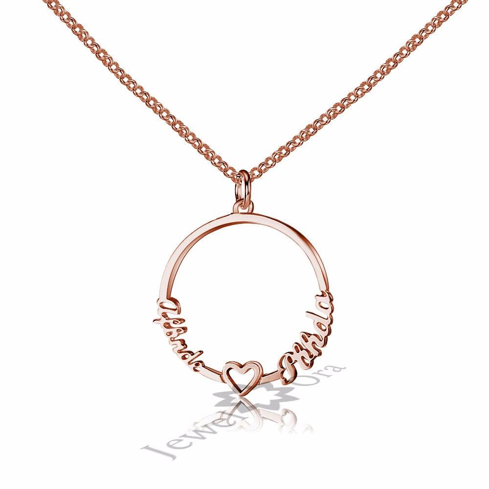 Personalized Custom 2 Names Necklace for Women 925 Sterling Silver Circle Necklace with Heart Fine Jewelry