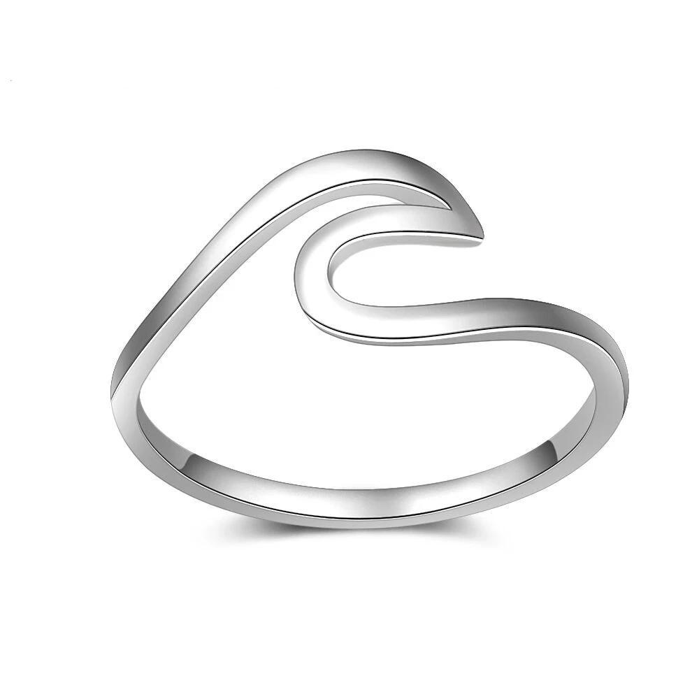 925 Sterling Silver Finger Rings for Women – Ocean Wave Wedding Bands – Fashion Jewelry