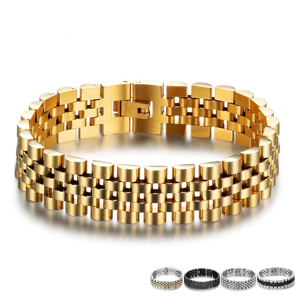 Gold Color Stainless Steel Bracelet, Luxury Men’s Wristband, Jewelry Gift for Men