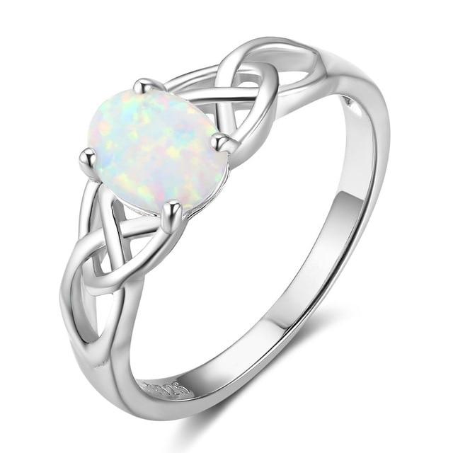 Women Jewelry 925 Sterling Silver Ring With Oval Milky Opal Stone Wedding Bands Romantic Style Gifts