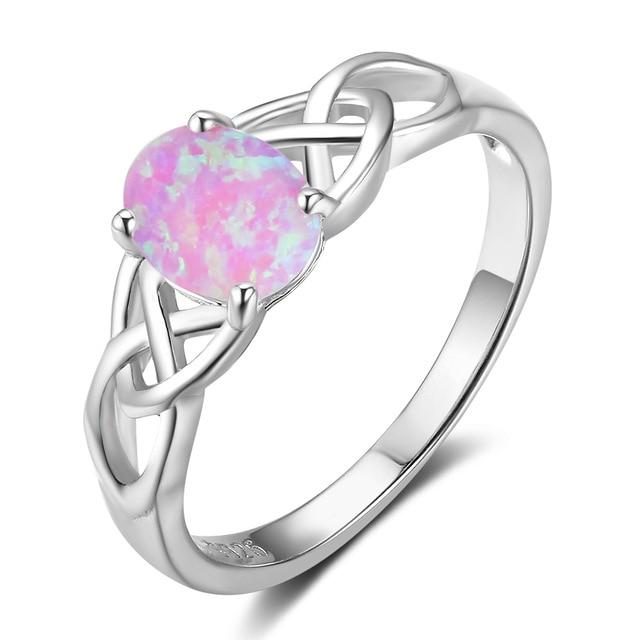 Women Jewelry 925 Sterling Silver Ring With Oval Milky Opal Stone Wedding Bands Romantic Style Gifts