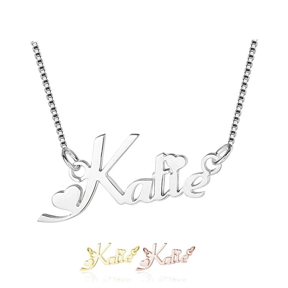 Trendy Personalized Women 925 Sterling Silver Necklace with Customized Russian Name Pendant, Gift for Girlfriend