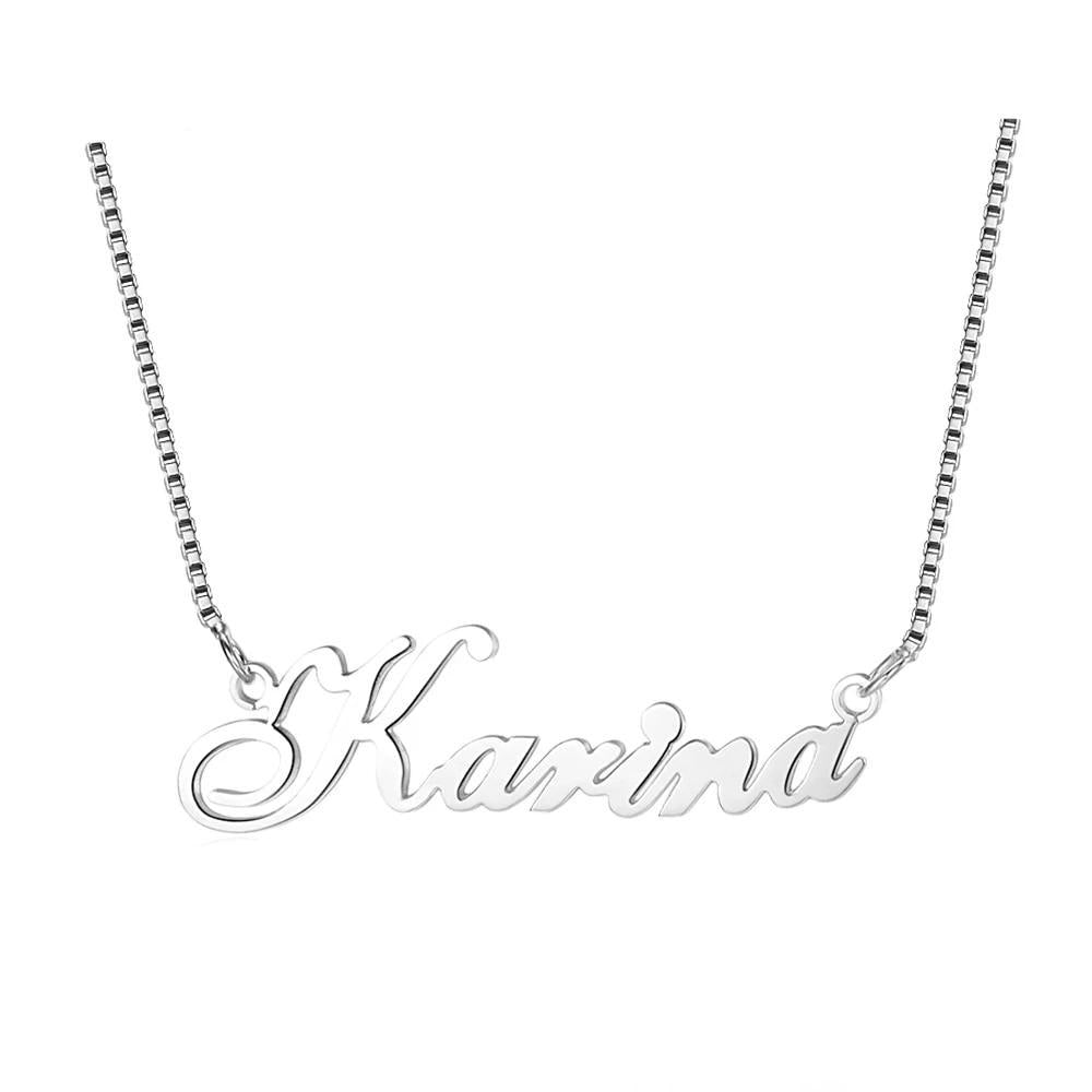 Personalized 925 Sterling Silver Necklace with Custom Nameplate Pendant for Women